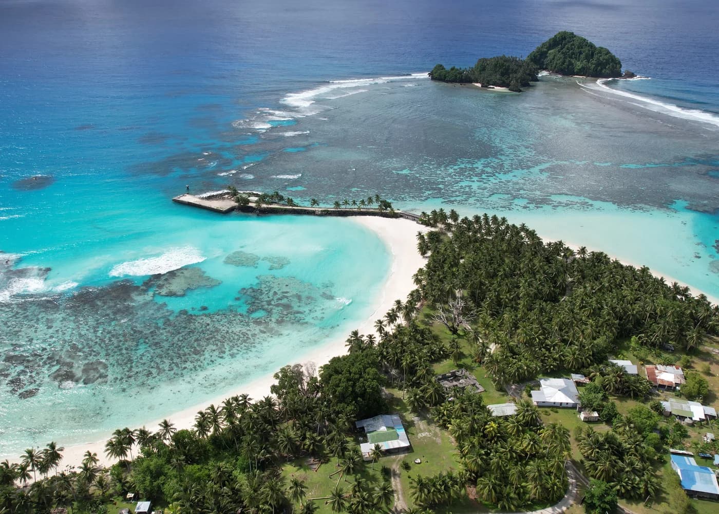 Aerial view of Rotuma's reef and ocean